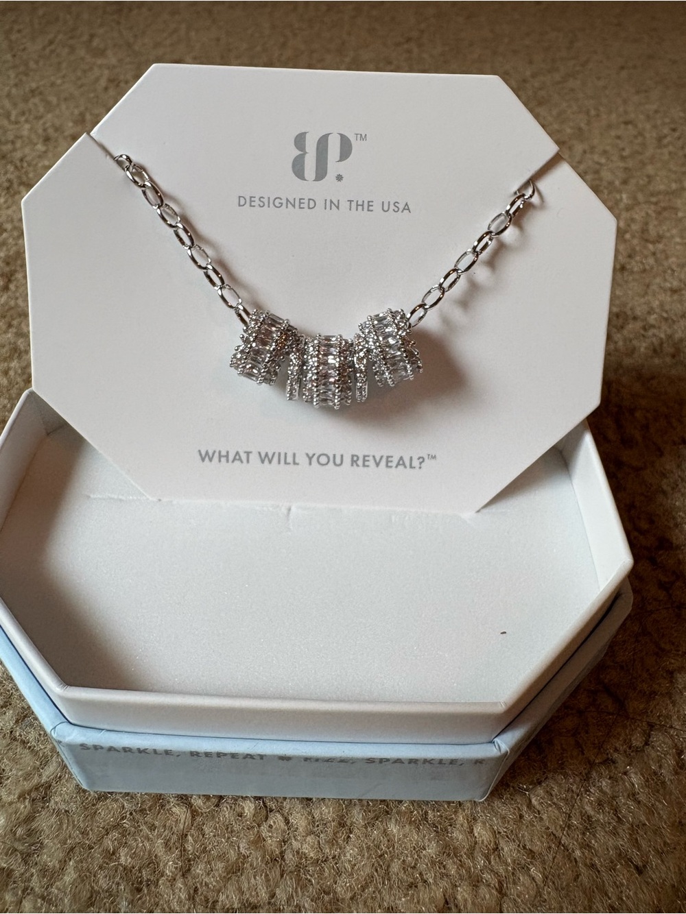 bp Silver Crystal Pavé Cluster Necklace